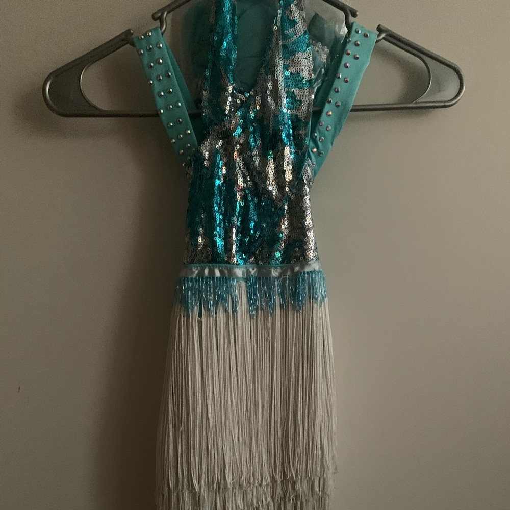 Light blue/white flapper/salsa child costume